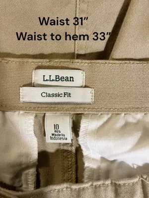 L.L.Bean Classic Fit Tan Chino Midi Skirt Size 10 Reg Khaki Cotton Casual Pockets thumbnail 3