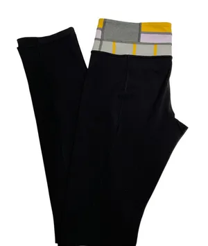 Lululemon‎ Black Yoga Leggings Size 8 Colorblock Waistband thumbnail 1