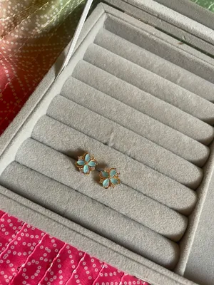 Turquoise Flower Studs Blue thumbnail 1
