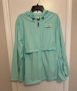 Fish Gear Women's 2X Jacket Windbreaker Mint Green Zip Up W/ Hood. thumbnail 1