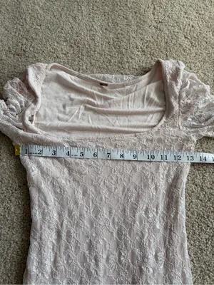 Free People y2k White Lace Mini Dress Square Neck 3/4 Sleeve Boho Romantic Sz xs thumbnail 9