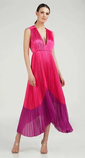 AMUR Amelia Formal Pleated Midi Dress thumbnail 4