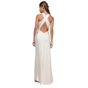 Lulus White Satin Draped Neck Sleeveless Dress Size Small NWT thumbnail 2