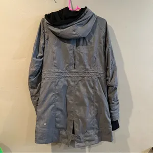 Women's Lululemon Apres Run Anorak Gray Heathered Herringbone Hooded Jacket 6 thumbnail 4