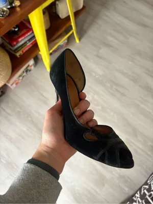 Givenchy Black Velvet Peep-Toe D'Orsay Pumps — Sz 38.5 — Good Used Condition thumbnail 4