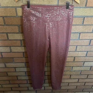Sweaty Betty Disco Silver Metallic Foil Athletic Leggings SB6102 Size Medium thumbnail 3