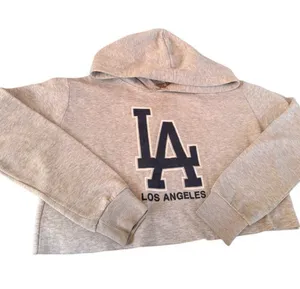 Hill brand Los Angeles Large Light Grey Pullover Cropped Hoodie Gray thumbnail 1