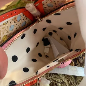 Authentic Kate spade Leather/Straw butterfly zip coin/cards on chain crossbody thumbnail 8