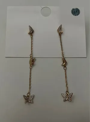 Butterfly Dangle Rhinestone Earrings Gold thumbnail 6