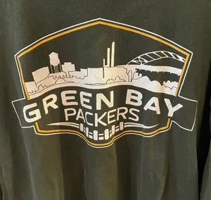 Gildan Green Bay Packers Cityscape Patriotic Flag Long Sleeve TShirt 2XL Football thumbnail 4