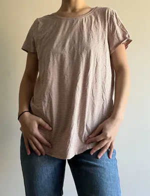 Lululemon Tan Striped  Shirt thumbnail 1
