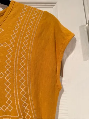 NWT Gloria Vanderbilt Size XS Embroidered Babydoll Peasant Top Short Sleeve Boho thumbnail 7