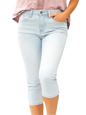 Judy Blue Katie Skinny Fit Capri Jeans Size 7/28 Vintage Wash Light Blue Denim thumbnail 1