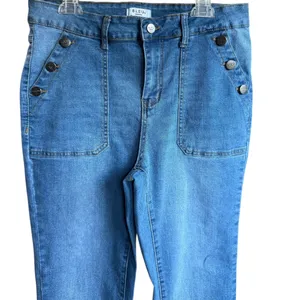 BLEU Button Detail Pocket‎ Wide Leg Jeans Sz 8 thumbnail 2