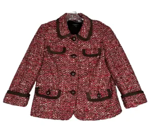 Talbots Blazer Womens Size 14 Red Black Tweed Preppy Old Money Office Casual thumbnail 1