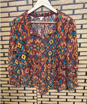 Cato‎ Multi Color Crochet Top Size Large thumbnail 1
