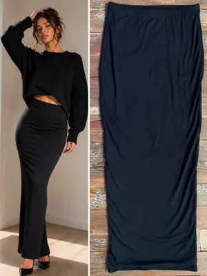 Naked Wardrobe The Hourglass Bare Double-Lined Black Pencil Maxi Skirt Sz S💚🎀 thumbnail 2