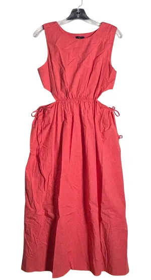 Rails Women Coral Pink Organic Cotton Tencel Cut-Out Midi Dress Small Sleeveless thumbnail 1