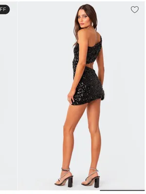 Edikted Black Sequin Mini Dress thumbnail 2