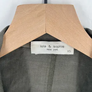 Lola & Sophie Blazer Jacket‎ Womens XS Olive Gray Tie Sleeve Single Breasted thumbnail 4