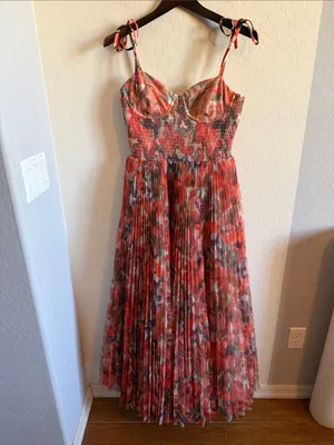HUTCH Brianna Tie Strap Pleated Maxi Dress thumbnail 4