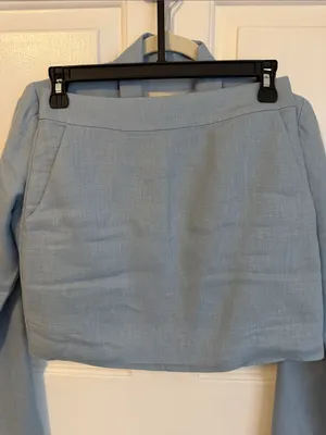 Amanda Uprichard Pastel Blue Cropped Shawl-Collar Blazer and Skirt thumbnail 2