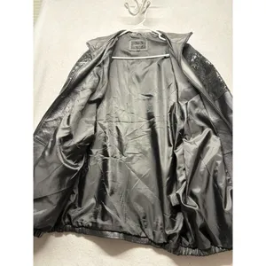 Vintage Damselle Women's Size XL Leather Black Bomber Jacket Floral Patchwork thumbnail 4