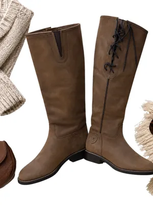 Ariat Heritage Contour II Tall Riding Boots Brown Leather Lace Back Women’s 10B thumbnail 1