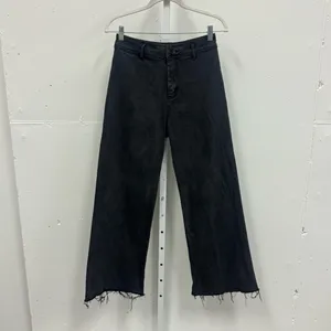 Miou Muse Straight Wide Leg High Waisted Denim Jeans Stretch Faded Black Med W28 thumbnail 3
