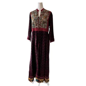 Biba Indian Printed Button Front Half Collar Long Sleeve Maxi Dress thumbnail 3