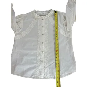 Tasha Polizzi White Cotton Lace Victorian Peasant Button Up Blouse Womens Medium thumbnail 7