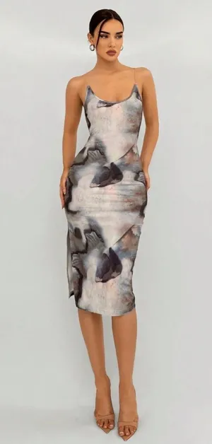 Strappy backless dress Gray thumbnail 1