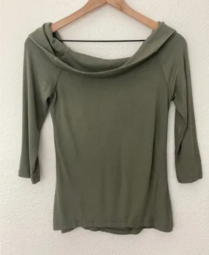 Anthropologie Saturday Sunday Copeland Earthy Minimalism Olive Green Shirt Top thumbnail 1