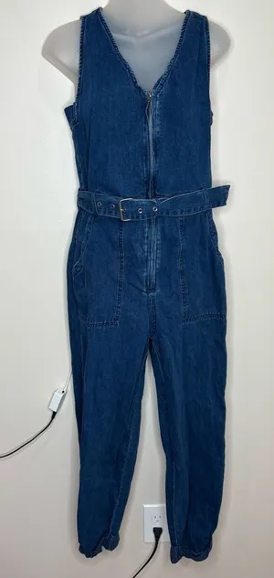 Rachel Comey x Target Indigo Denim Wash Jean Sleeveless Jumpsuit Size 2 belt Y2K thumbnail 1