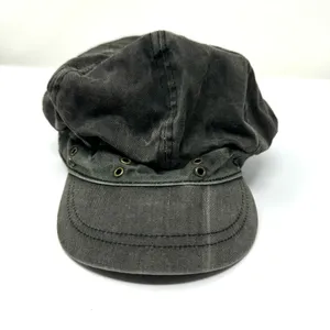 Black denim page boy cap, unisex, one size thumbnail 3