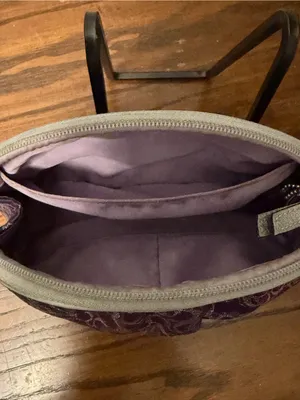 coach Purple Jacquard Cosmetic Case with Metallic Accents Coach charm added thumbnail 13