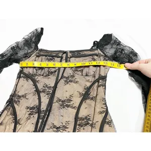 Womens Whismisgoth Black Lace Vampy Witchy Long Sleeve Dress‎ Square Neck Size M thumbnail 7