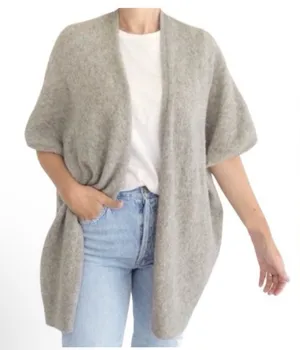 Aritzia Community Open-Front Gray/Cream Dolman Sleeve Cardigan (Wool/Yak) thumbnail 1