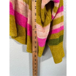 Free People Striped Green Pink Striped Oversized Sweater Womens S Boho Casual thumbnail 5