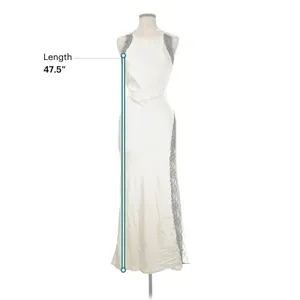 Here Comes The Sun Ivory Black Lace Cutout Maxi Dress Y2K Satin Slip Formal thumbnail 5