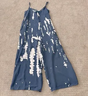 Buenos Ninos Blue & White Tie Dye Boho Wide Leg Jumpsuit thumbnail 5