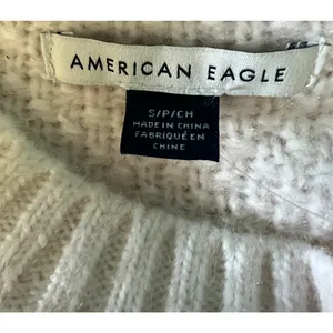 American Eagle Sweater Womens Size S White Long Tunic Crew Neck Oversized NWT thumbnail 3