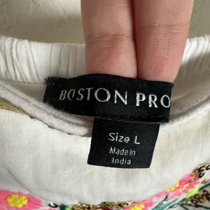 Boston Proper Maxi Dress Sz L Sequin And Embroidered Lace Insert Tiered Peasant thumbnail 4
