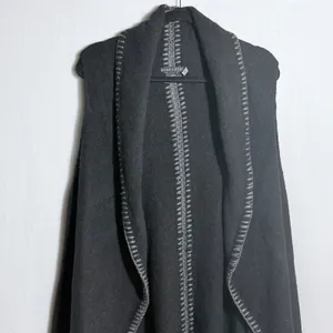 Alice + Olivia Black Long Open Front Wool Alpaca Blend Sweater Vest Size XS/S thumbnail 5