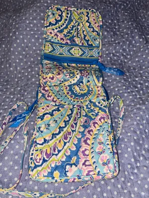 Vera Bradley Capri Blue Paisley Quilted Crossbody Bag Purse Blue, Green, Purple thumbnail 7
