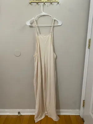 Cream Relaxed Wide-Leg Sleeveless Jumpsuit with Pockets thumbnail 2