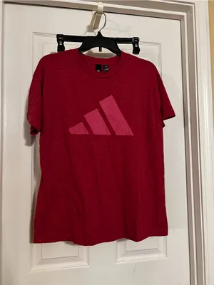 adidas Women’s Red Tee with Pink Logo thumbnail 2