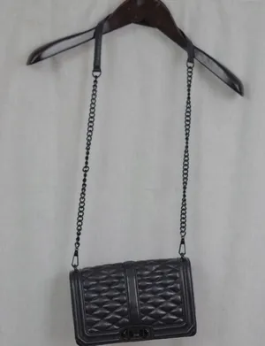 Rebecca Minkoff Black Quilted Leather Turnlock Closure Crossbody Purse thumbnail 1