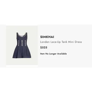 Simkhai NEW Londen Lace-Up Tank Mini Dress‎ Midnight Large Jonathan Simkhai thumbnail 3