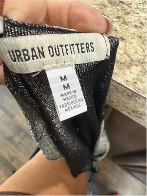 Women's Urban Outfitters Silver Black Tie-Front Crop Top Size M thumbnail 7